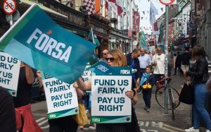 Join a trade union that wins! Women protesting for fair pay in Galway