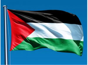 The Palestinian flag. Used to symbolise opposition to the demolition of a school in Palestine