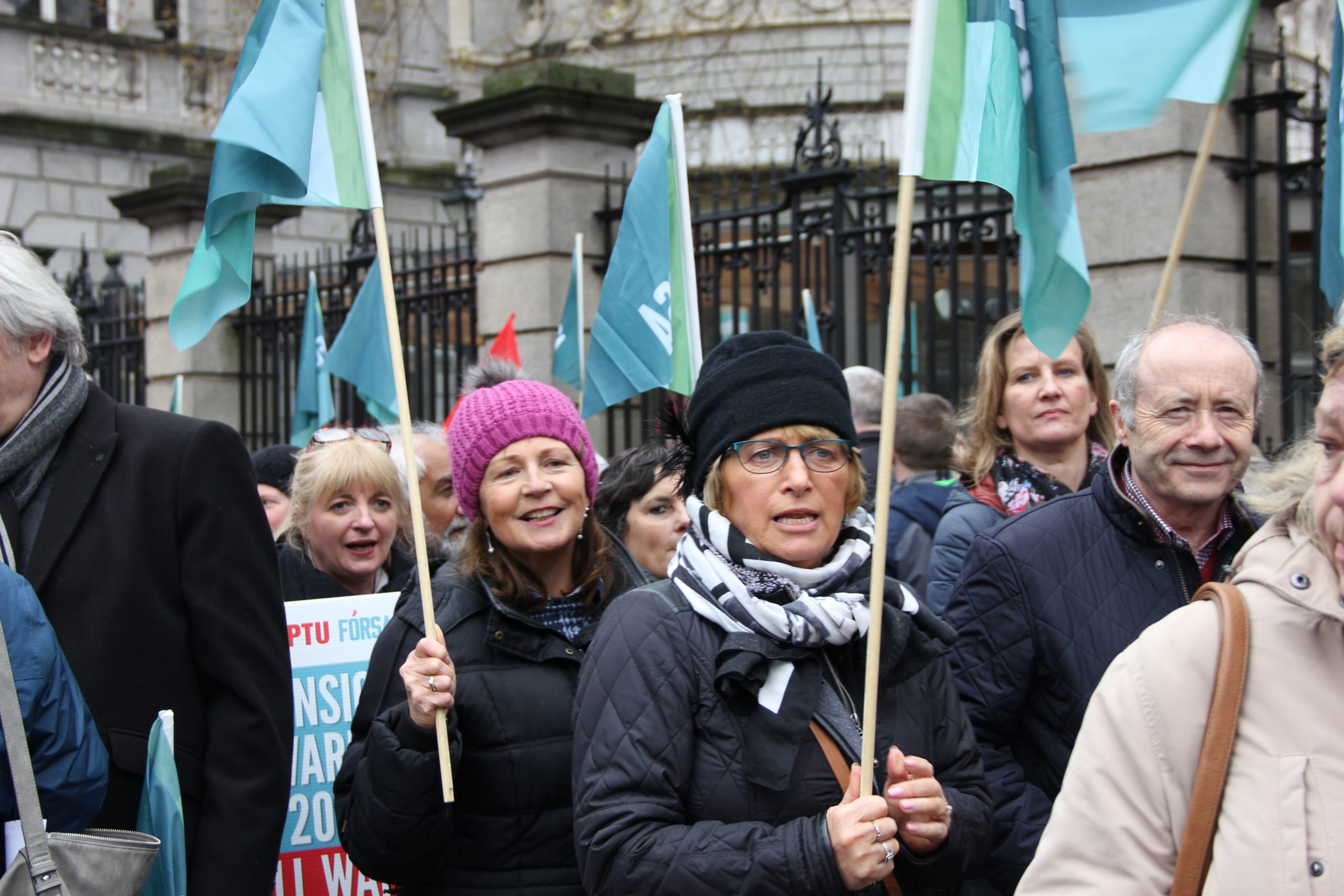CE scheme Fórsa members at a protest, representing community workers backing new pay deal
