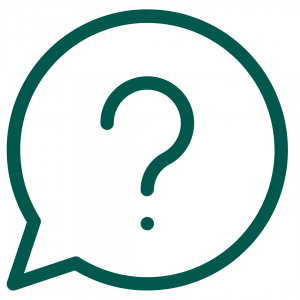 An icon of a question mark in a speech bubble