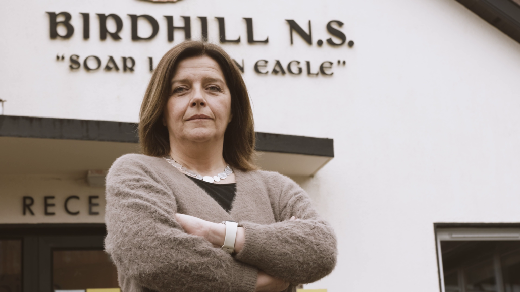 School secretary Gina Byrne, outside Birdhill National School, Tipperary.